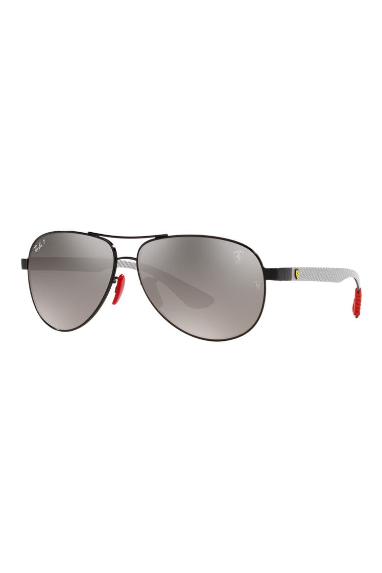 61mm Gradient Polarized Pilot Sunglasses, Alternate, color, BLACK