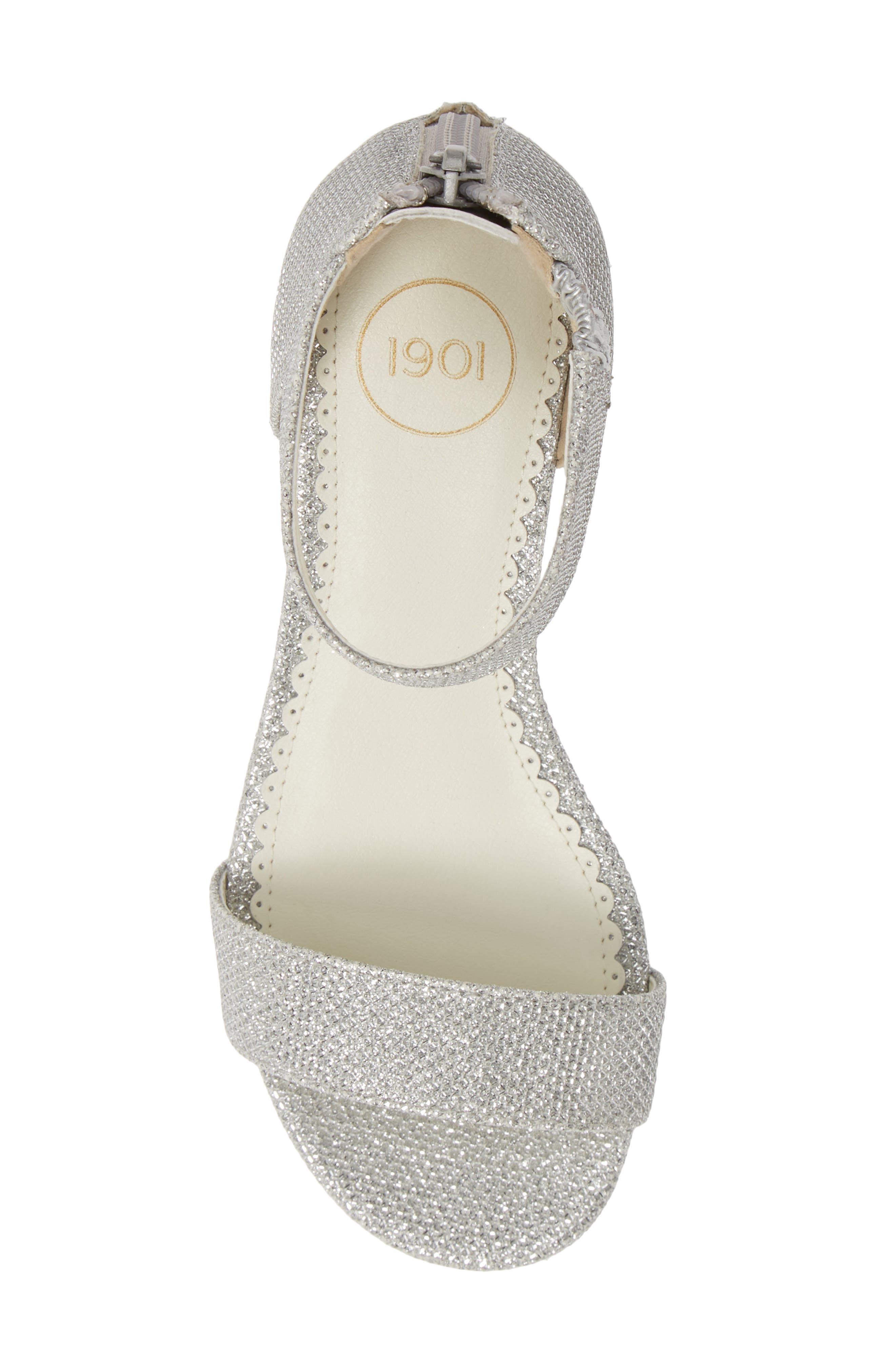 Cora Glitter Wedge Sandal, Alternate, color, SILVER SHIMMER FAUX LEATHER