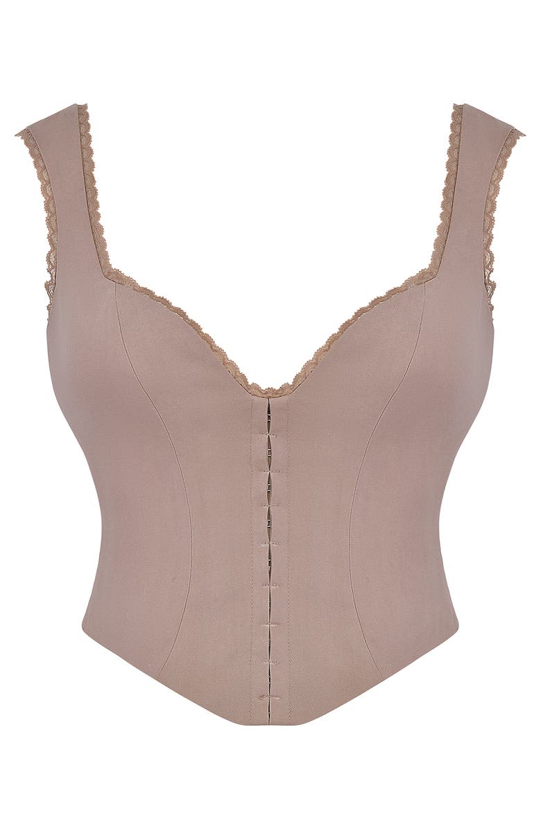 HOUSE OF CB Robyn Lace Trim Corset Top, Alternate, color, Mushroom
