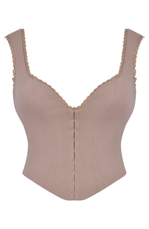 Shop House Of Cb Robyn Lace Trim Corset Top In Mushroom
