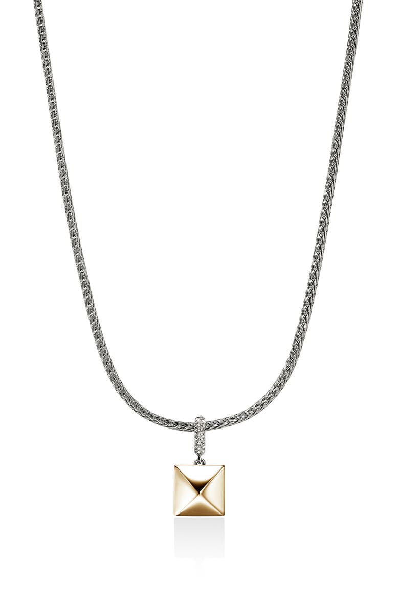 Icon Stud Pendant Necklace, 14K Gold, Sterling Silver, Diamonds, 2.5mm, Main, color, SILVER AND GOLD