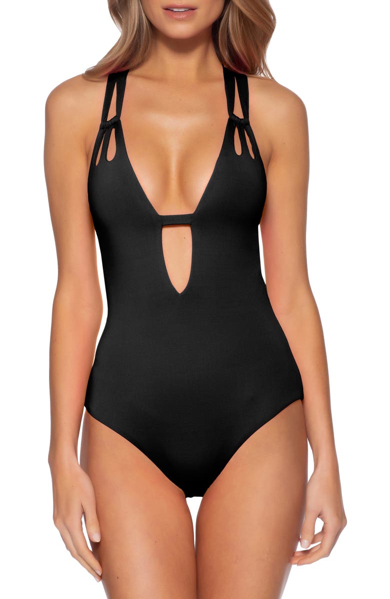 Becca Plunge One-Piece Swimsuit, Main, color, 