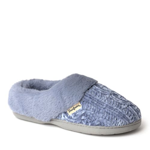 DEARFOAMS Claire Cable Knit Chenille Clog Slipper in Stonewash 