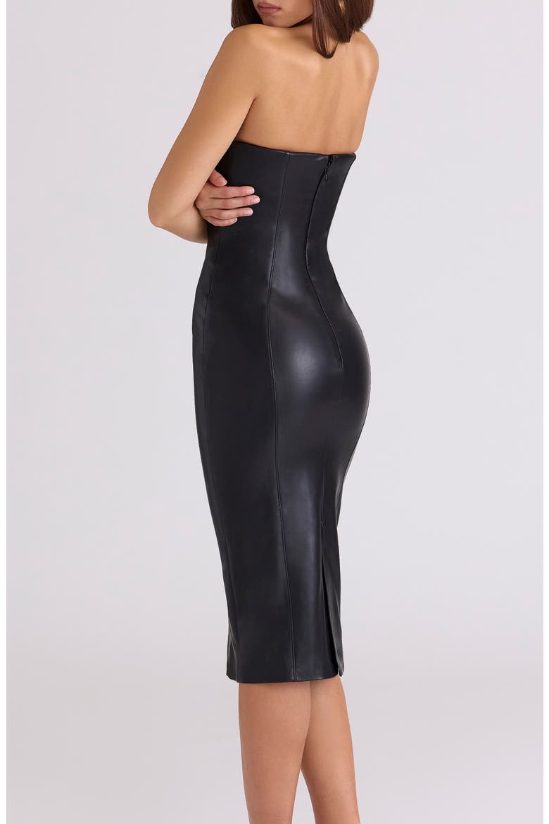 Shia Black Faux Leather Strapless Body-Con Dress, Alternate, color, BLACK
