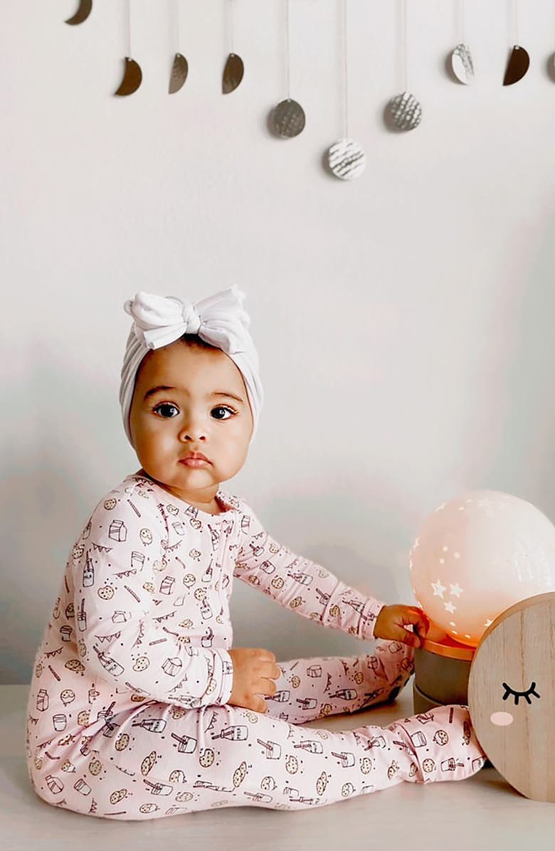 Bellabu Bear Kids' Milk & Cookies Pink Convertible Footie Pajamas, Alternate, color, 