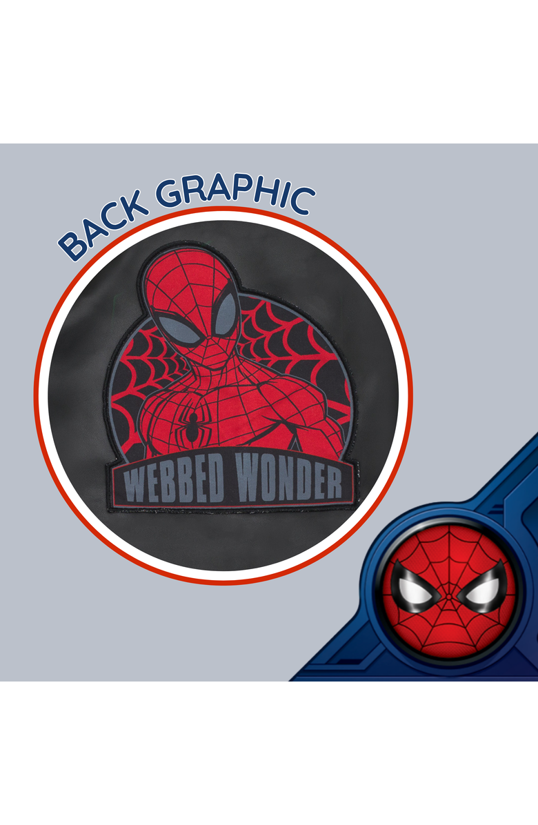 Marvel Spider-Man Zip-Up Leather Jacket, Alternate, color, Black Red Spider Man