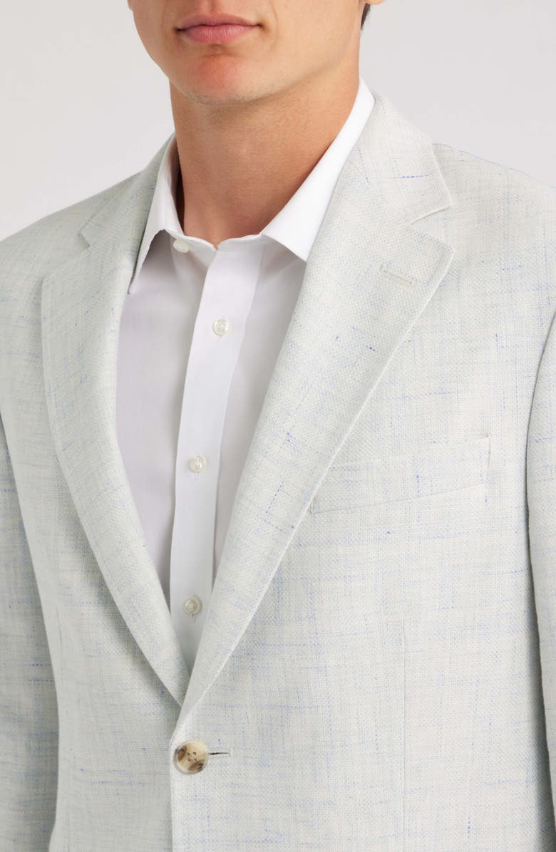 Peter Millar Hyperlight Soft Light Blue Mélange Wool & Linen Blend Sport Coat, Alternate, color, Light Blue