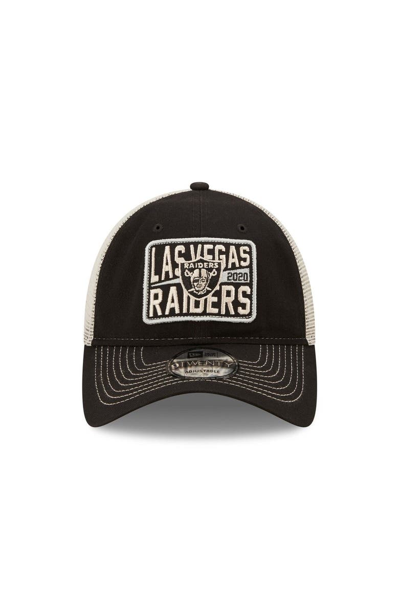 New Era Men's New Era  Black/Natural Las Vegas Raiders  Devoted Trucker 9TWENTY Snapback Hat, Alternate, color, 