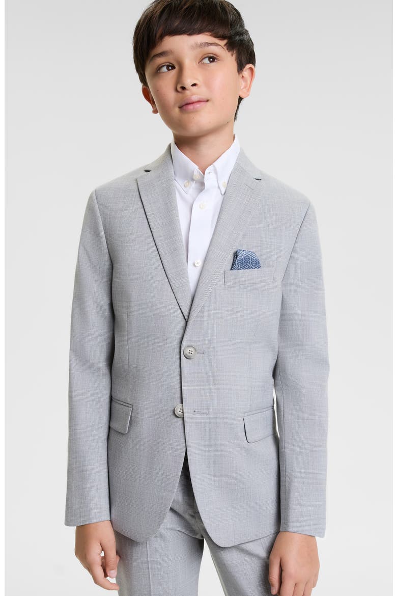 Kids' Grey Check Stretch Suit, Alternate, color, LIGHT GREY