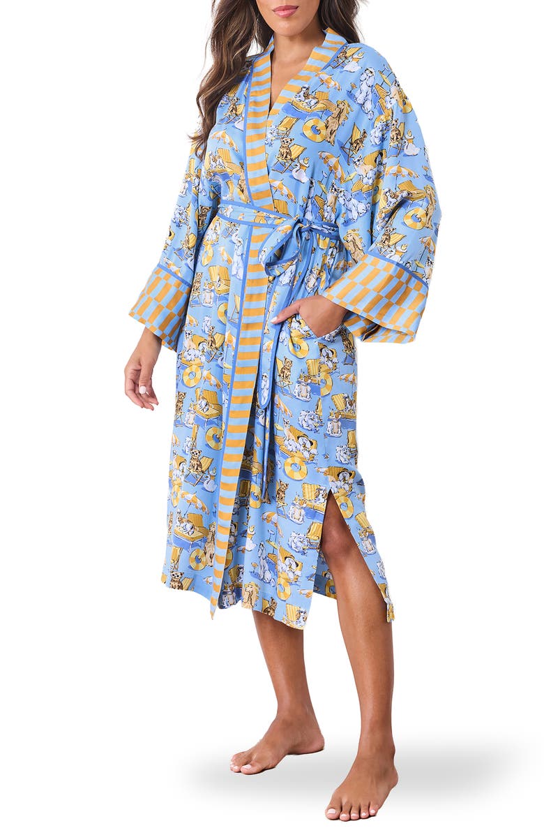 Printfresh Satin Robe, Main, color, Cerulean Splash