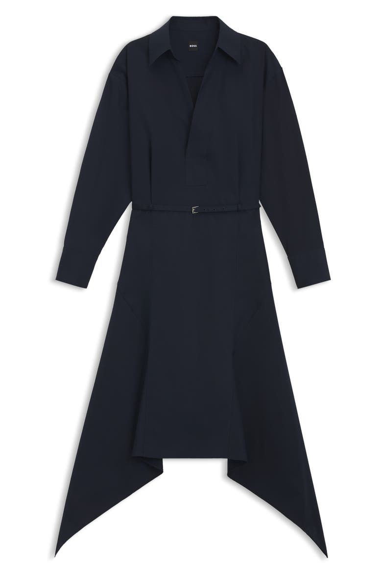 Doloh Long Sleeve Asymmetric Hem Cotton Midi Shirtdress, Alternate, color, SKY CAPTAIN
