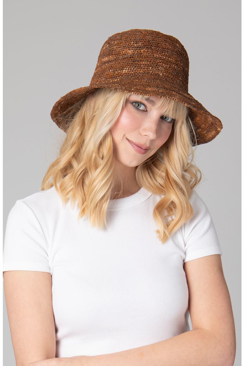 Weekend Straw Bucket Hat, Alternate, color, CHOCOLATE