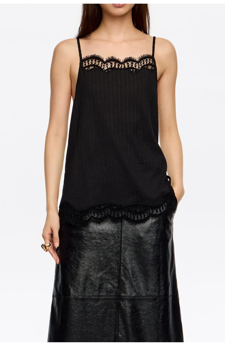 Bimba y Lola Lace Vest Top, Main, color, Black
