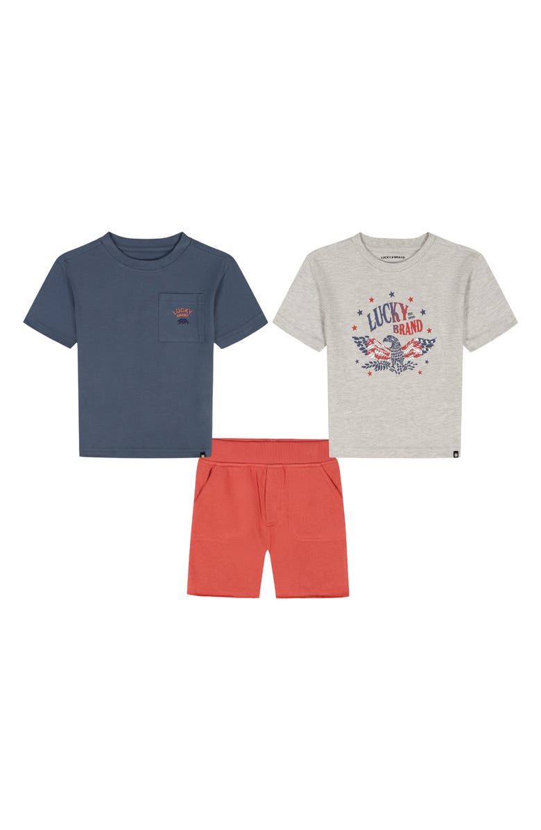 Lucky Brand Kids' Graphic T-Shirts & Shorts Set, Main, color, Grey Multi