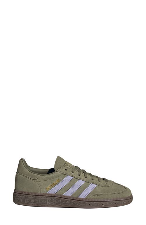 Adidas Originals Womens Adidas Handball Spezial Suede Low-top Trainers In Focus Olive/violet Tone/gum