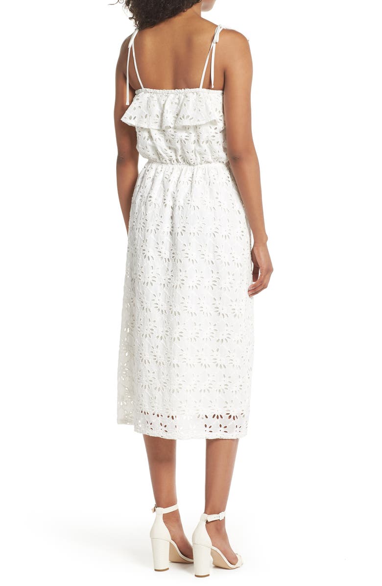 FIRST MONDAY Ruffle Broderie Anglaise Sundress, Alternate, color, 