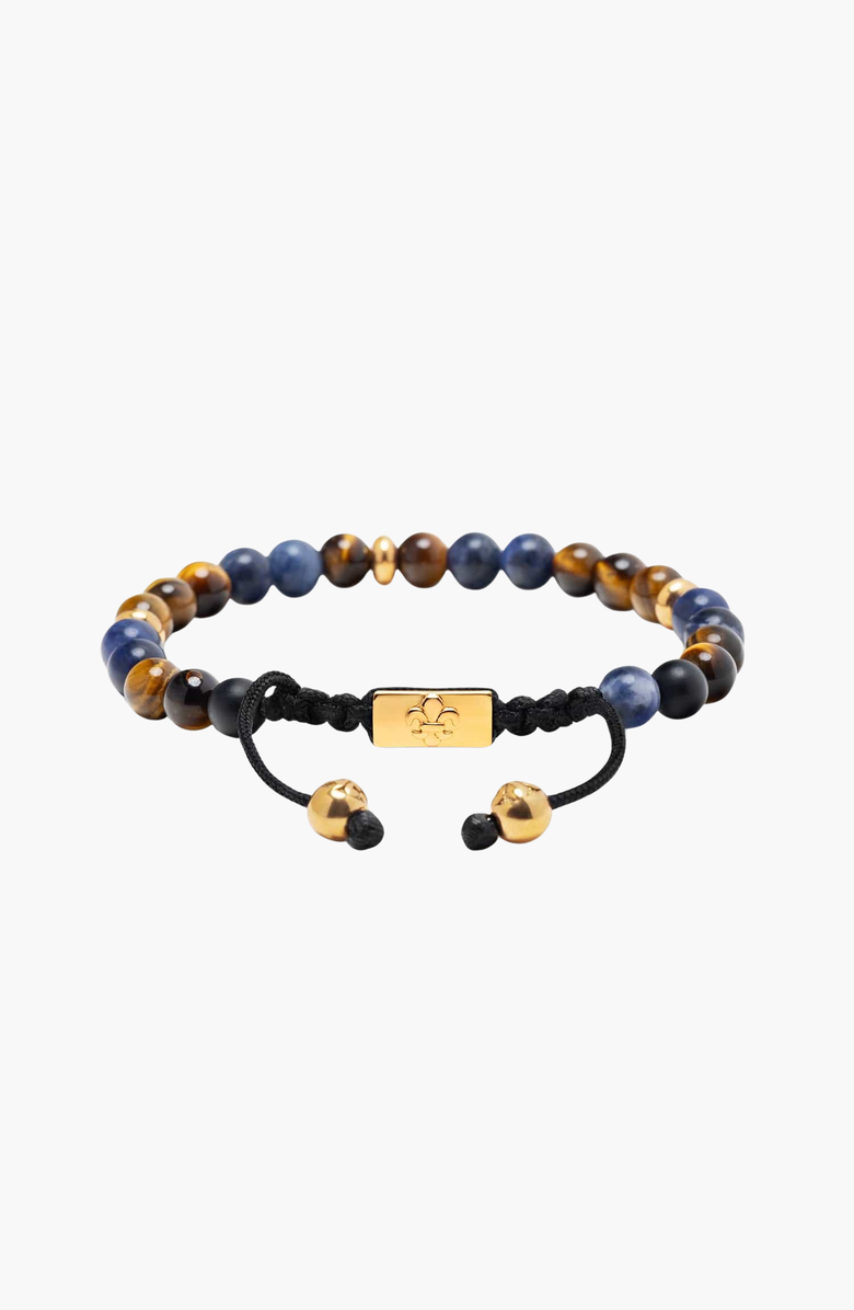 Nialaya Dumortierite Brown Tiger Eye Gold Beaded Bracelet, Alternate, color, Brown / Blue / Gold