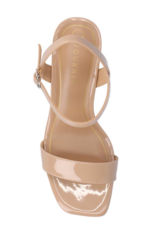 Journee Collection Clayr Wedge Sandal In Patent/beige
