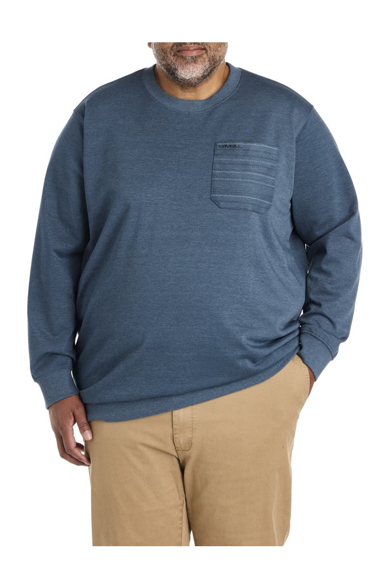 O'Neill Big & Tall Bavaro Contrast-Pocket Crewneck Pullover, Main, color, Midnight Navy