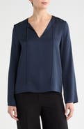 Theory Tie Neck Long Sleeve Silk Georgette Top