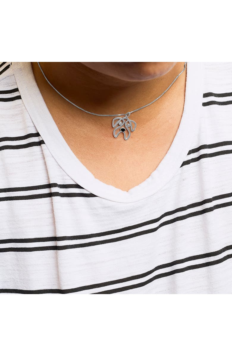 Haus of Brilliance Silver Diamond Accent Pug Dog Pendant Necklace, Alternate, color,