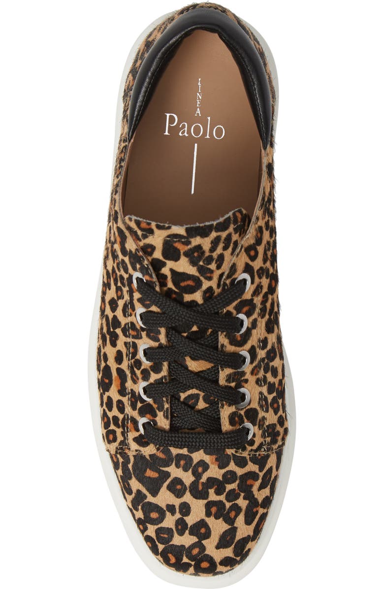 Linea Paolo Kendra Platform Sneaker, Alternate, color, Sand Black Leopard Print Hair Calf
