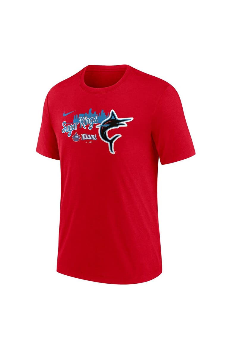 Men's Nike Red Miami Marlins City Connect Tri-Blend T-Shirt, Alternate, color, Red
