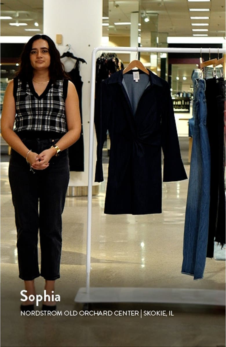 McKenna Twist Front Long Sleeve Denim Minidress, sales video thumbnail