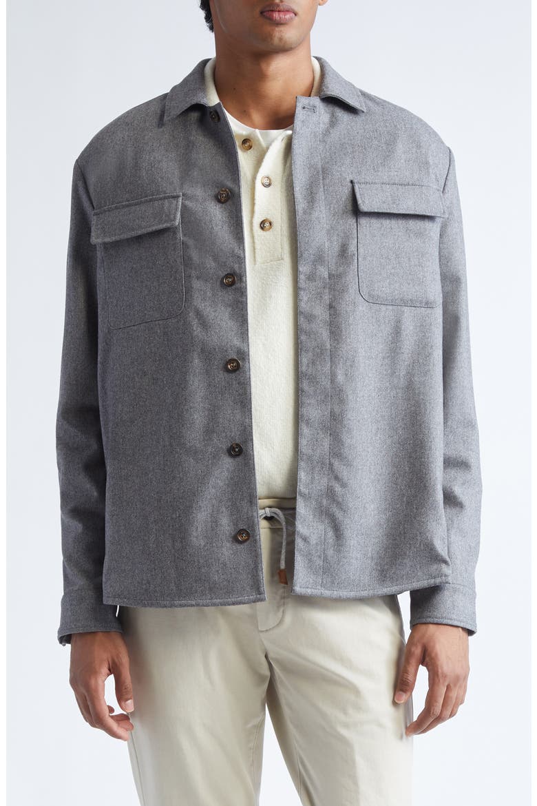 Stretch Virgin Wool & Cashmere Overshirt, Main, color, 14 MEDIUM GRAY MELAN