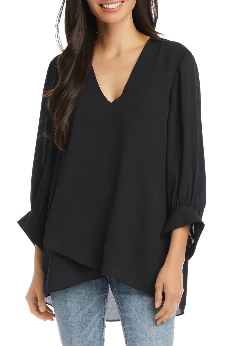 Karen Kane Asymmetric Blouson Sleeve Top, Main, color,