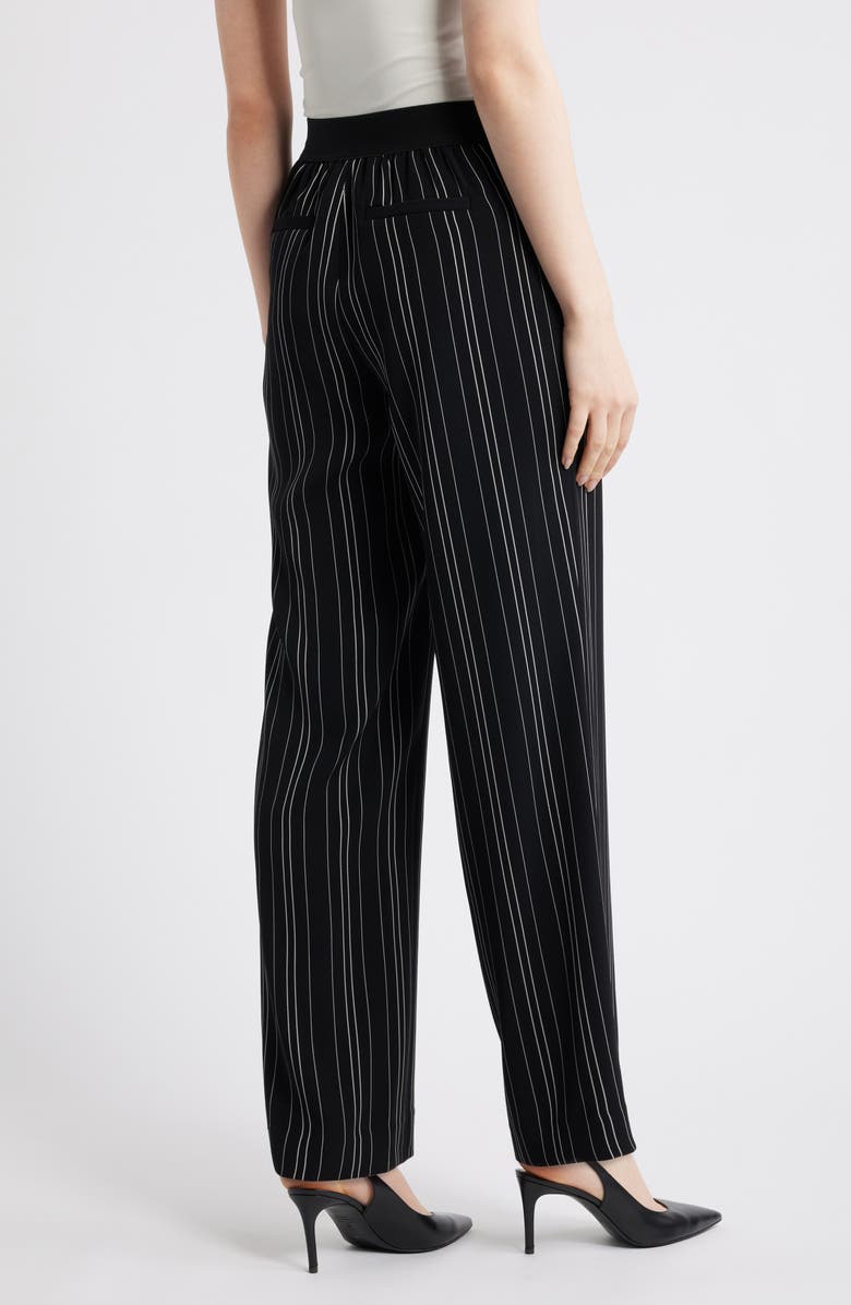 Anne Klein Stripe Pull-On Wide Leg Pants, Alternate, color, Anne Black/ White Dove