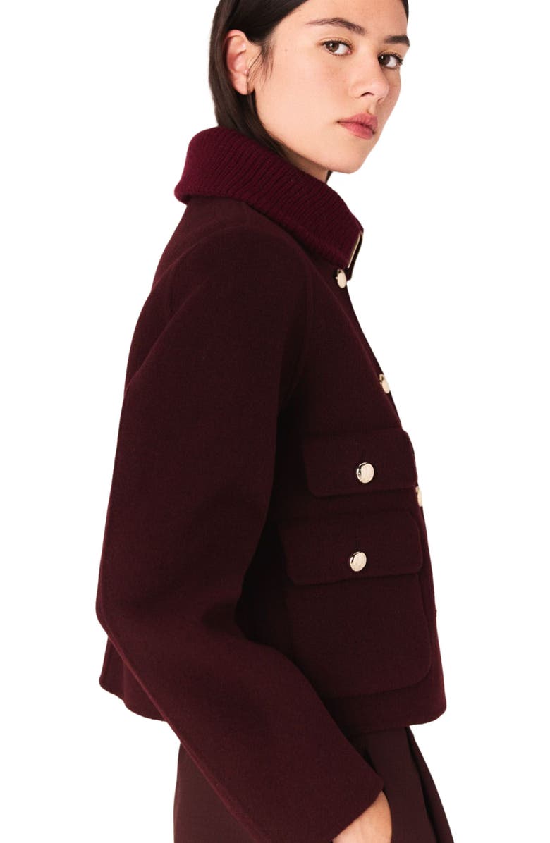maje Reversible double-faced jacket, Alternate, color, Burgundy
