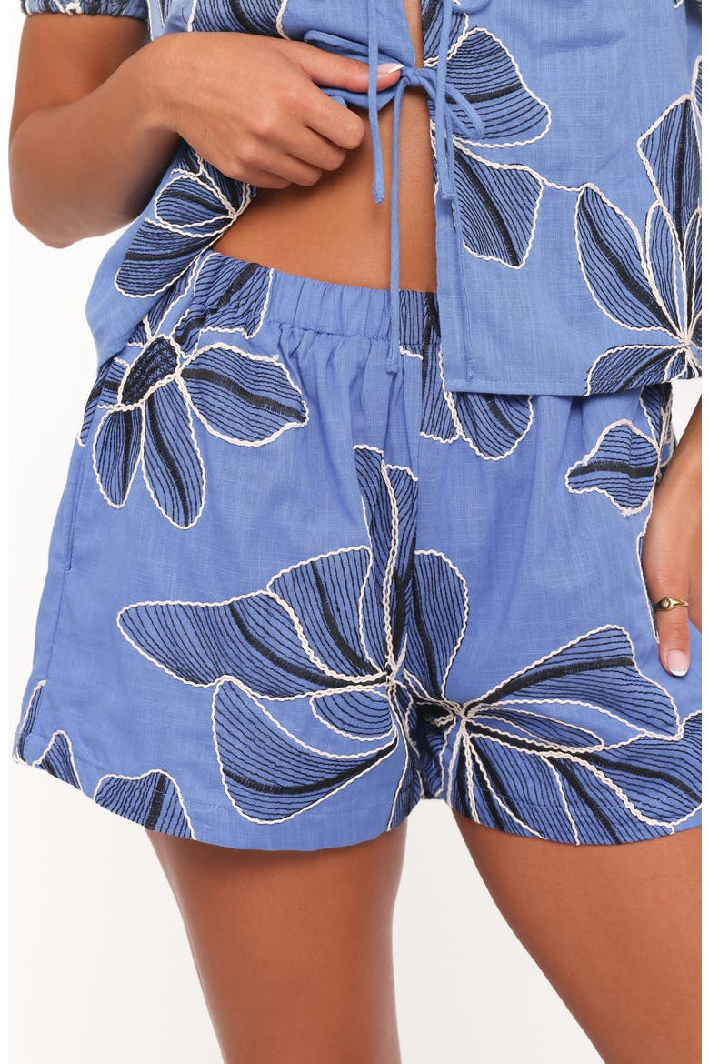 Asta Puff Sleeve Tie Front Top & Shorts Set, Alternate, color, BLUE FLORAL