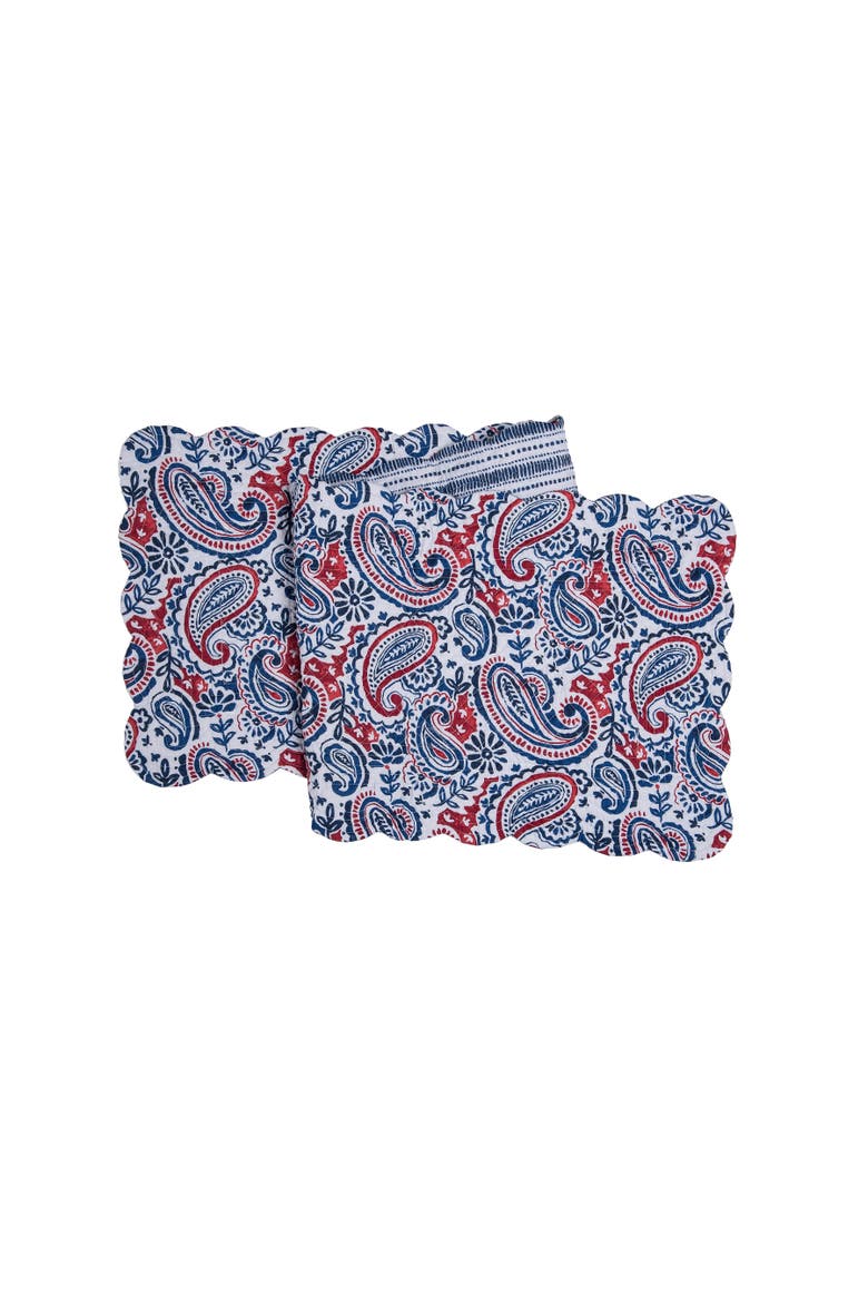 Americana Paisley 100% Cotton Table Runner 14" x 51", Main, color, Blue