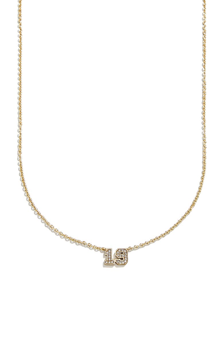 Varsity Number Custom Necklace, Alternate, color, GOLD/ CLEAR