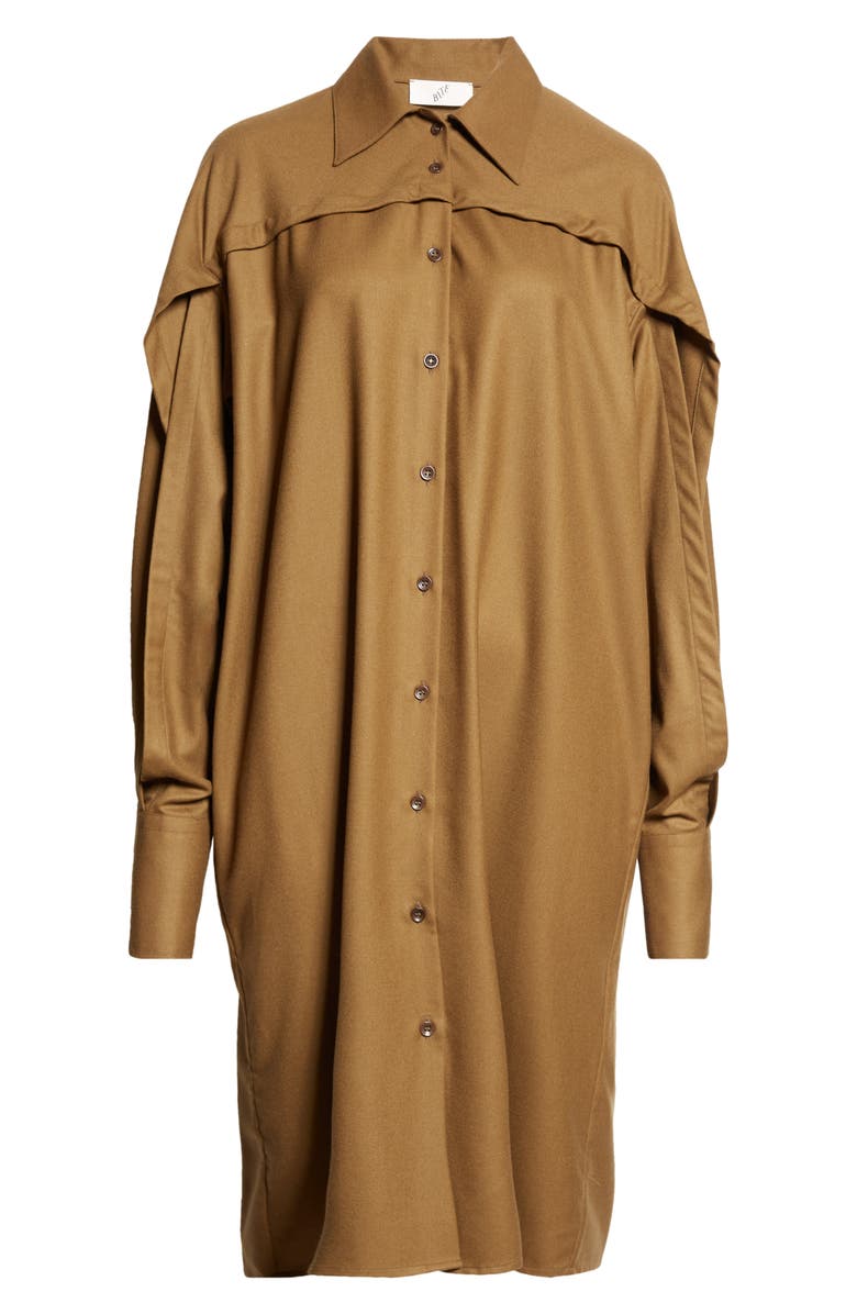 BITE Studios Lucio Split Sleeve Wool Flannel Shirtdress, Alternate, color,