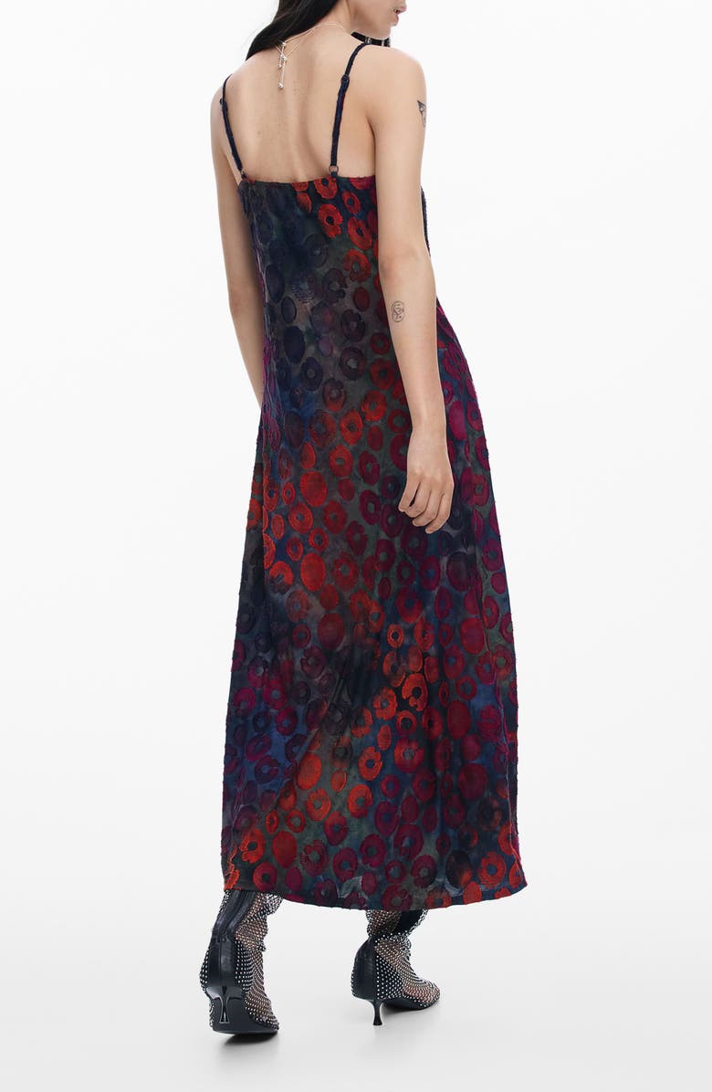 Desigual Flocked Animal Slipdress, Alternate, color, Red Multi