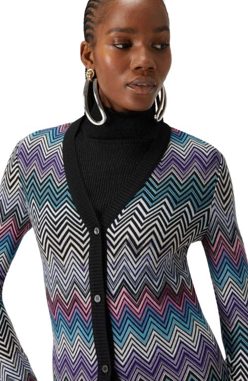 Missoni Long Zigzag Wool Cardigan In Multicoloured