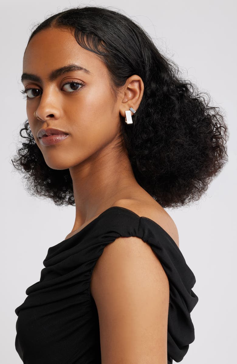 Open Edit 3 Pairs of Geometric Earrings, Alternate, color, Silver