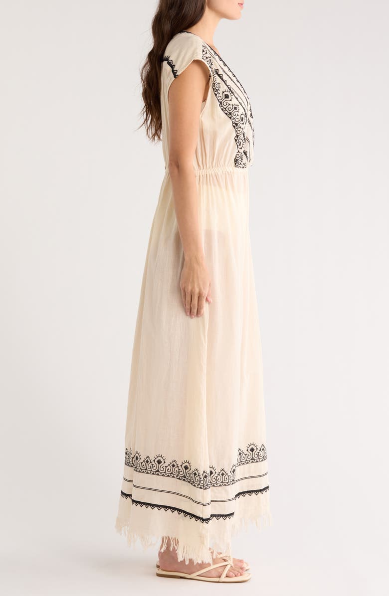 Elan Embroidered Cover-Up Maxi Dress, Alternate, color, Natural