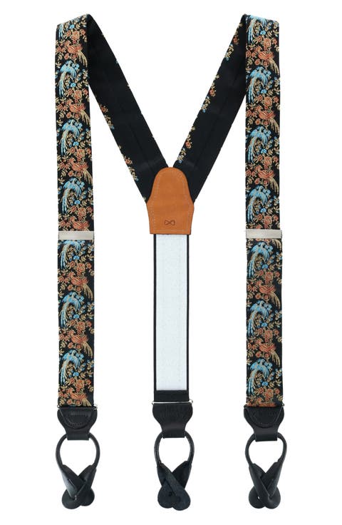 Birds of Paradise Floral Silk Suspenders