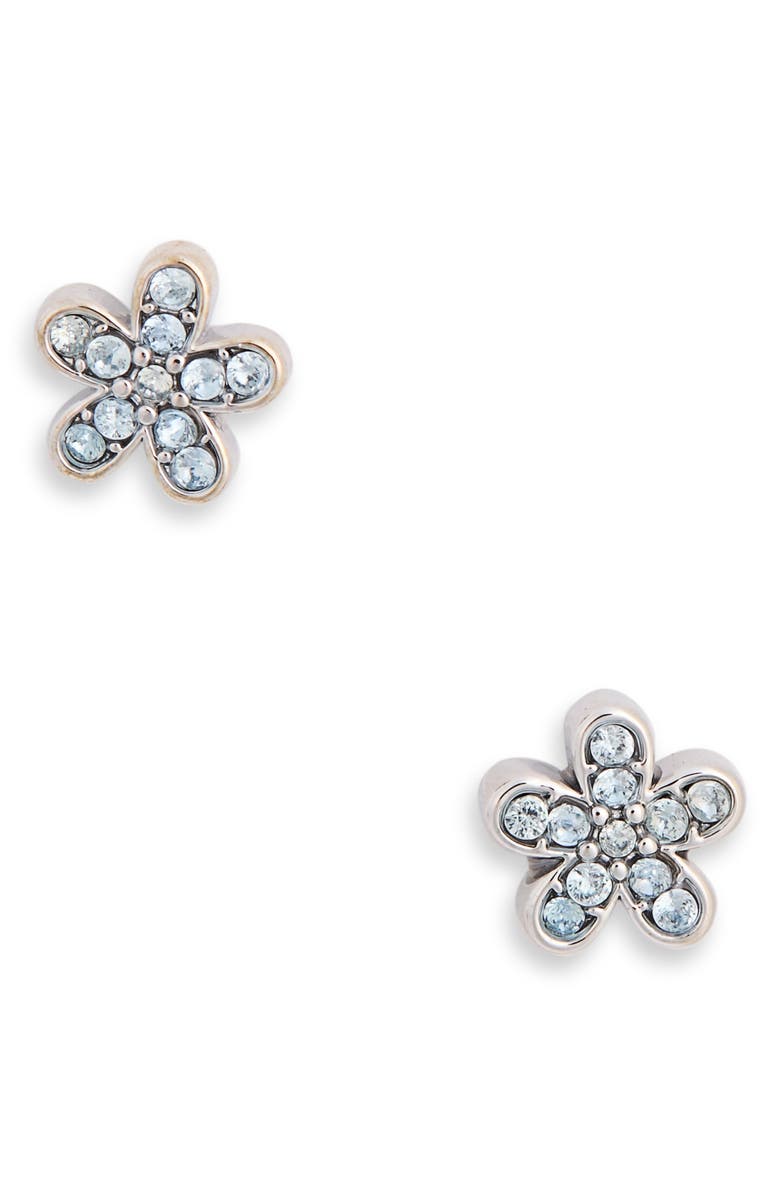Kate Spade New York pavé cubic zirconia flower stud earrings, Alternate, color, Blue / Silver