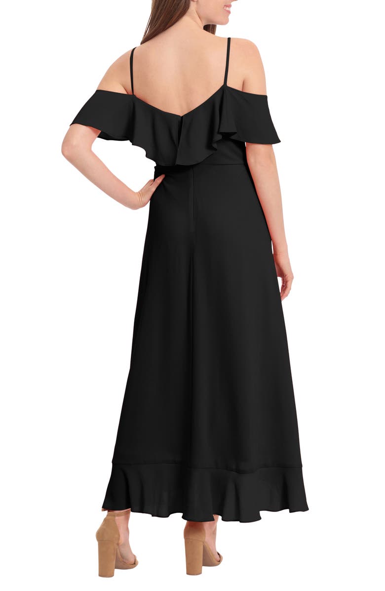 London Times Ruffle Cold Shoulder Maxi Dress, Alternate, color, 
