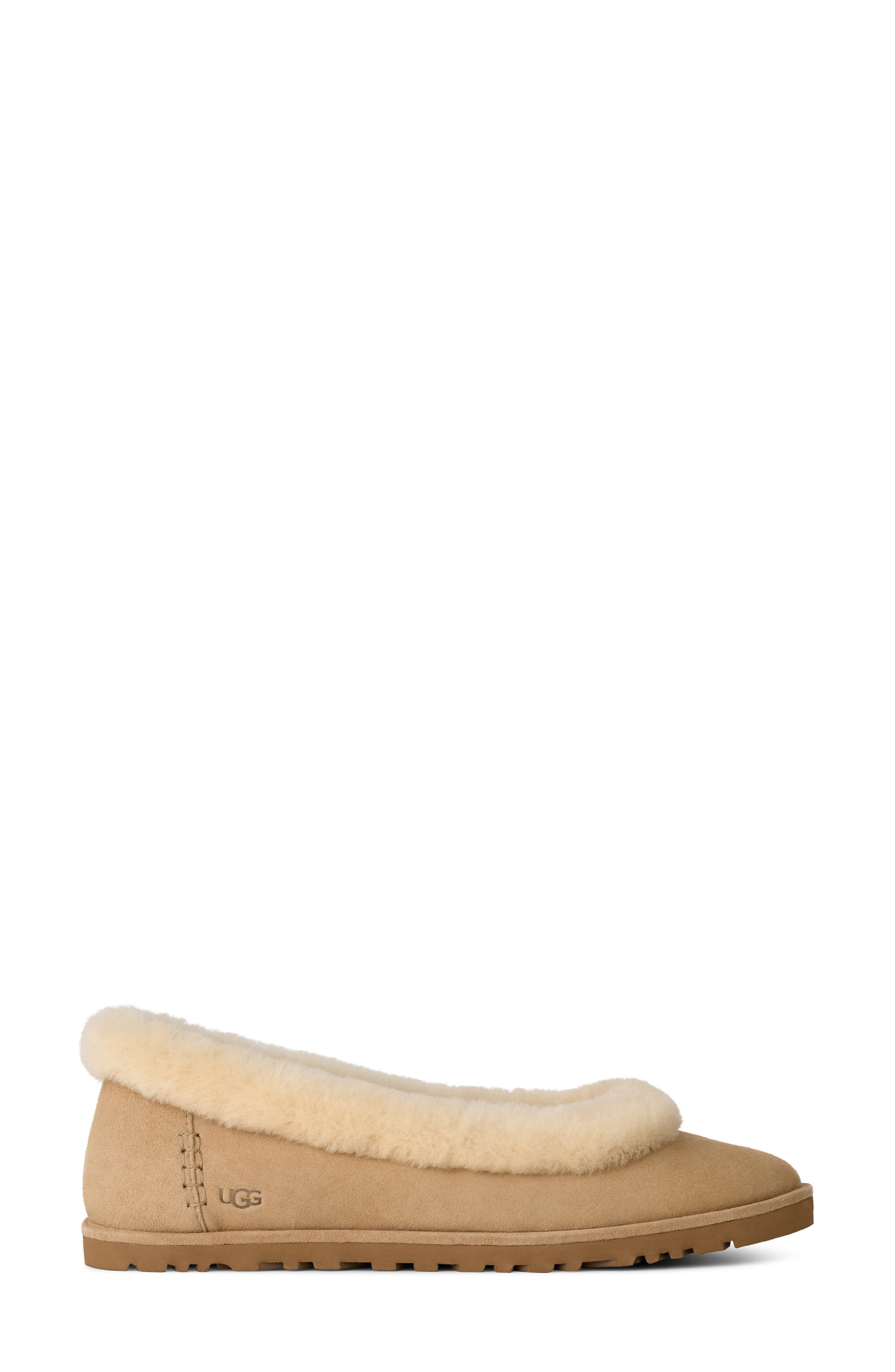 UGG<sup>®</sup> Zora Genuine Shearling Trim Ballet Flat, Alternate, color, Sand