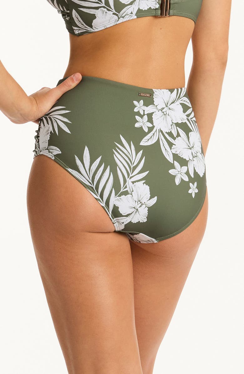 Sea Level Aloha High Waist Gathered Side Bikini Bottoms, Alternate, color, 