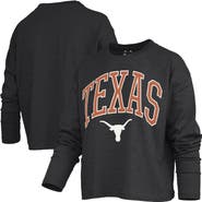 PRESSBOX Women's Pressbox Black Texas Longhorns Motley Boxy Waist-Length Long Sleeve T-Shirt