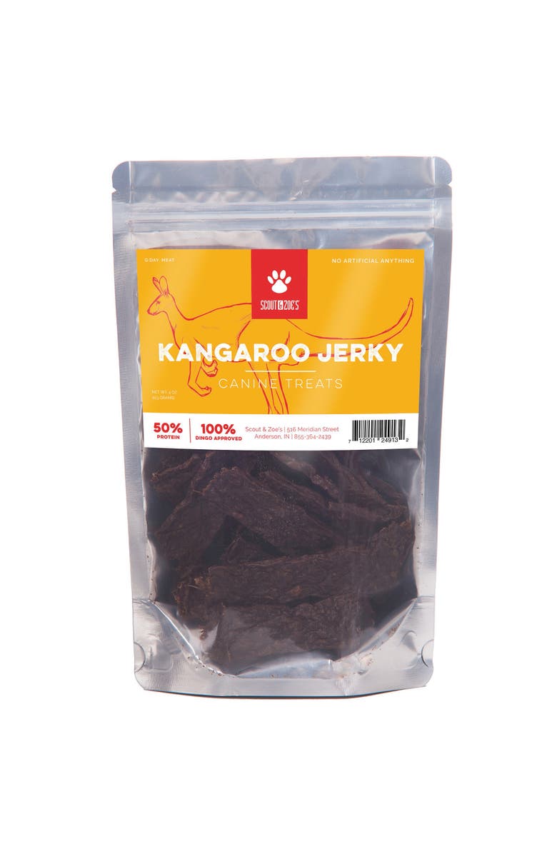 Scout & Zoe's Kangaroo Jerky, 3 Packs, 4oz Bags, Dog Treats, Air Dried Pet Chew, Alternate, color, Multicolored