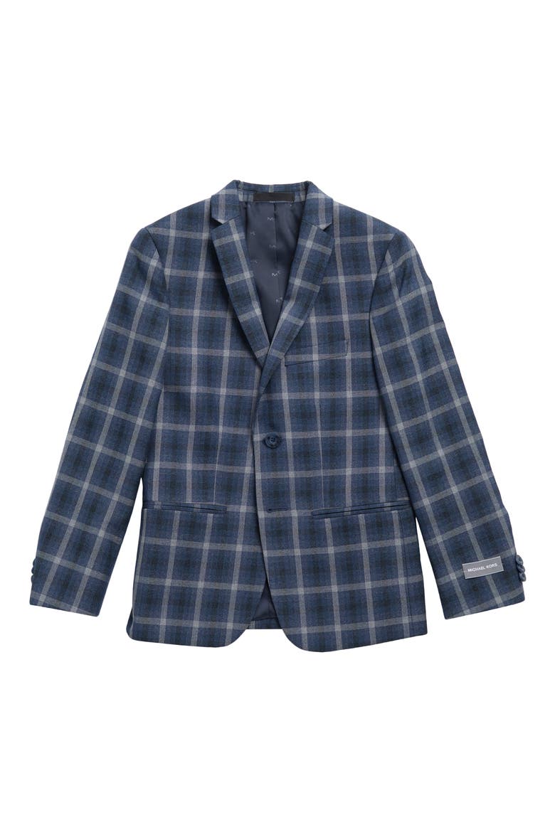 Kids' Windowpane Sport Coat, Main, color, BLUE/ WHITE
