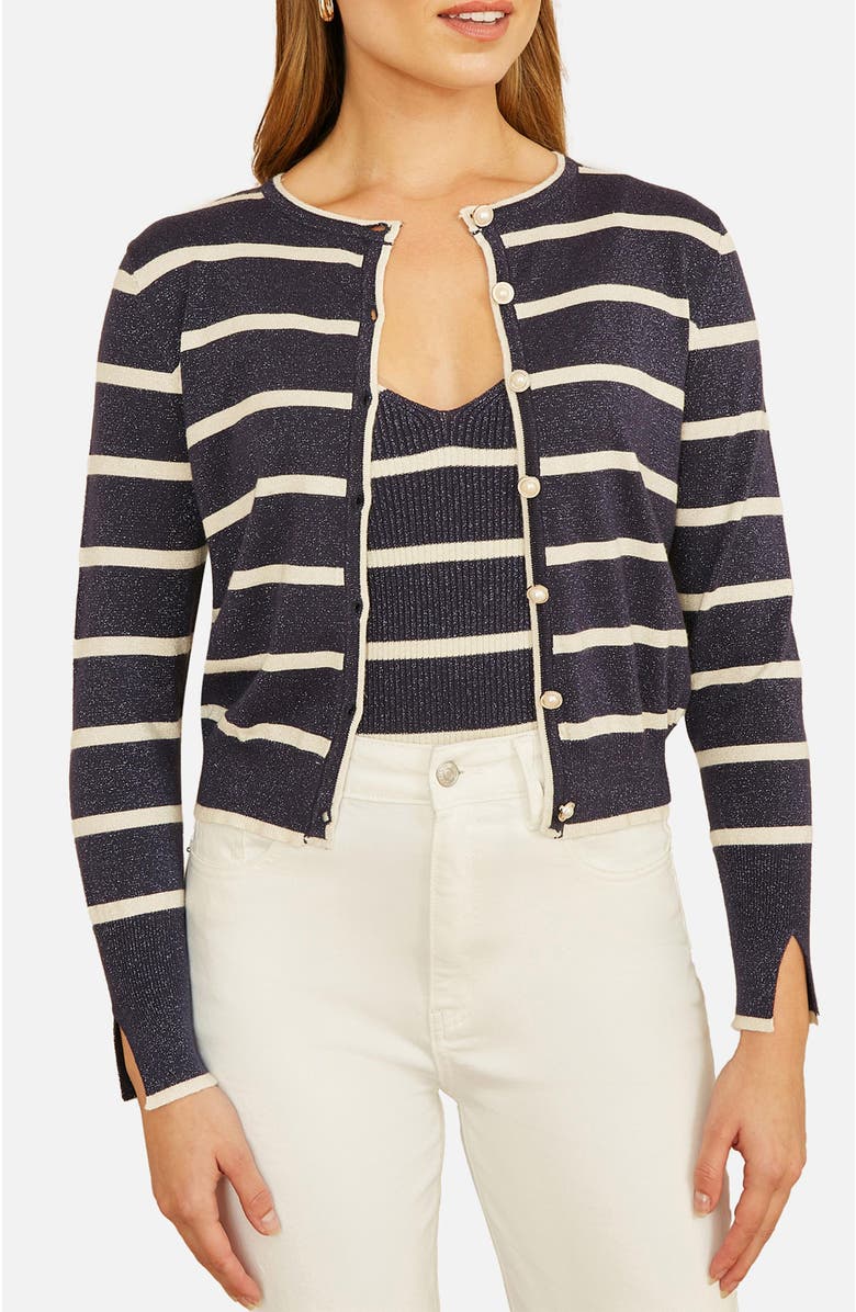 Yumi Long Sleeve Round Neck Cardigan, Alternate, color, Navy