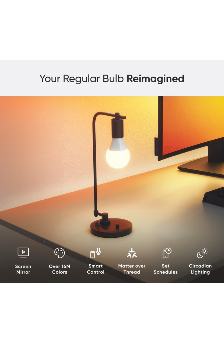 Nanoleaf Caveman Matter & Wi-Fi A19 Smart LED Light Bulb, Alternate, color, Multicolor